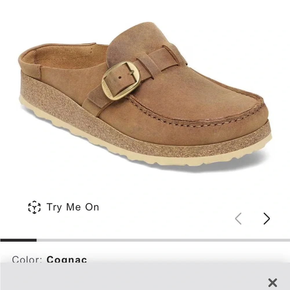 Brown Suede Slip-On Clogs with Buckle - Picture 1 of 9